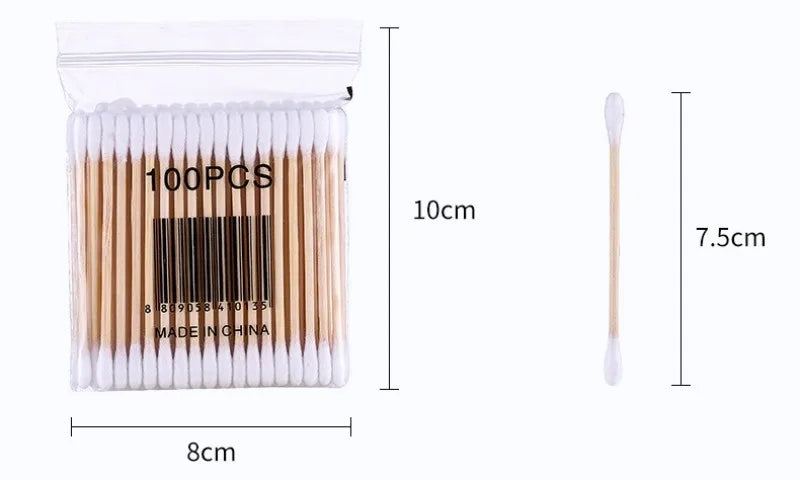 Cotton Swab Storage Box Double Head Wood Baby Cotton - material close-up
