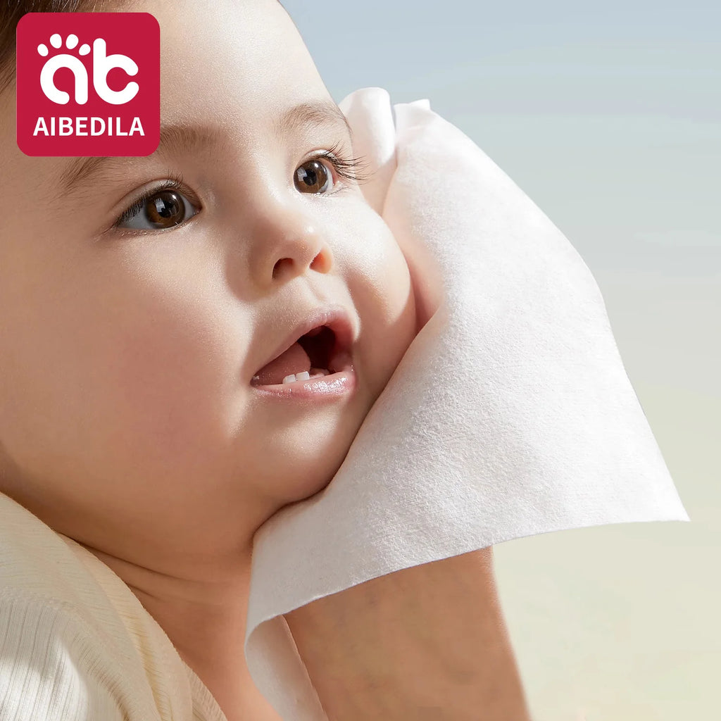 100% Cotton Dry Wipes Sensitive+ Newborn Baby Wipes - lifestyle in-use