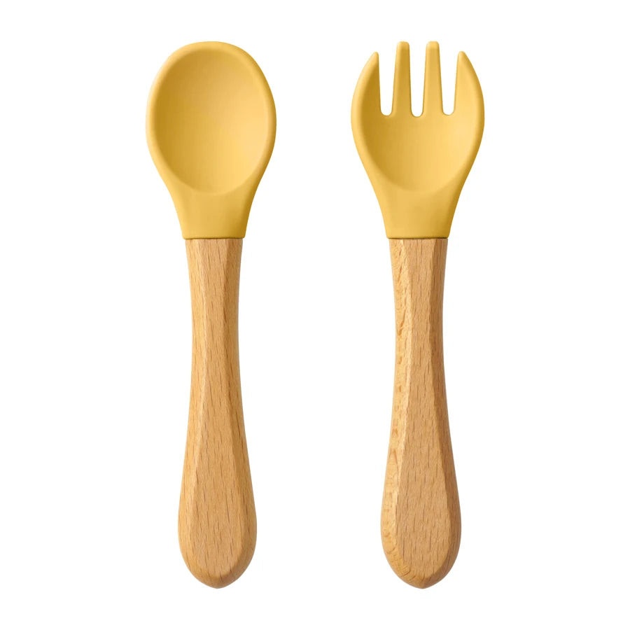 2PCS Baby Learning Spoons Utensils Set Food Grade