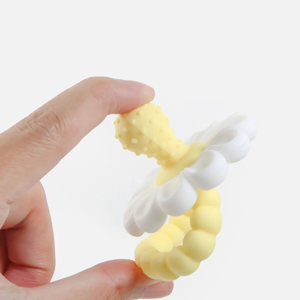 4 Pack Baby Teething Toys Flower Silicone Teether Rings - set overview