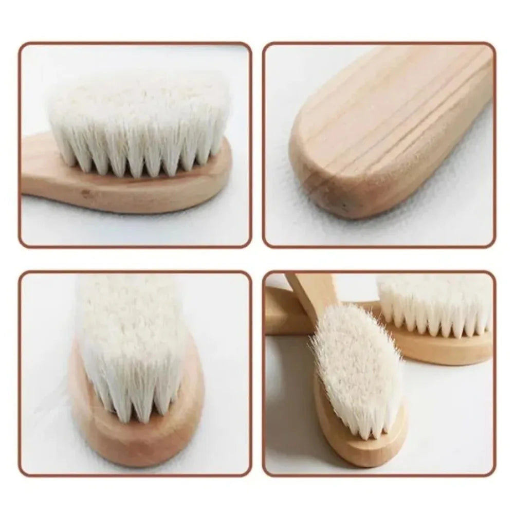 2pcs Baby Comb Set Baby Care Hair Brush Beech Soft Wool - packaging view