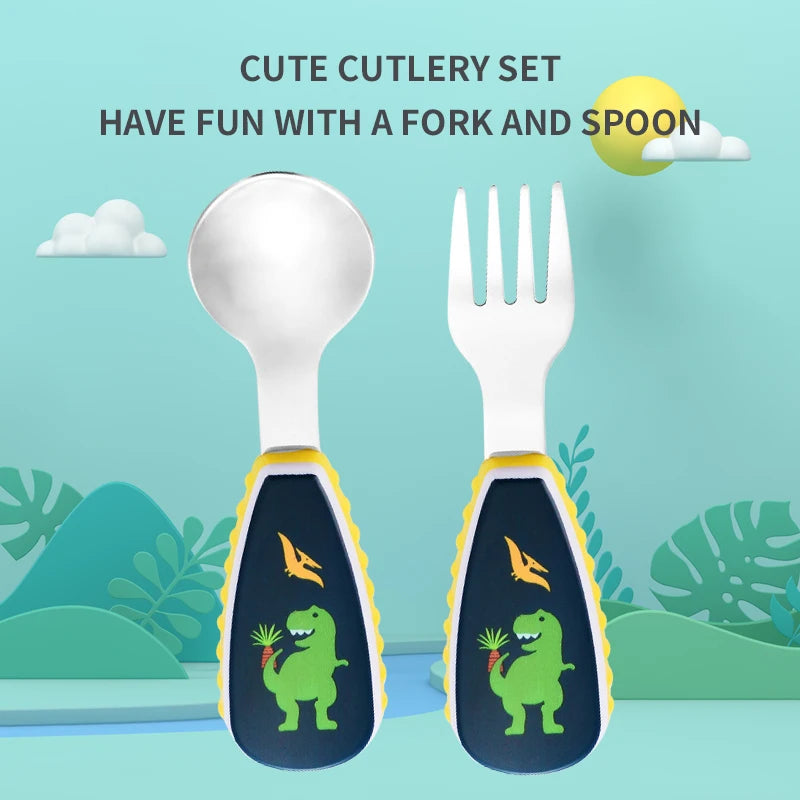 2Pcs Toddler Utensils Cute Toddler Feeding Spoon Fork - feature close-up