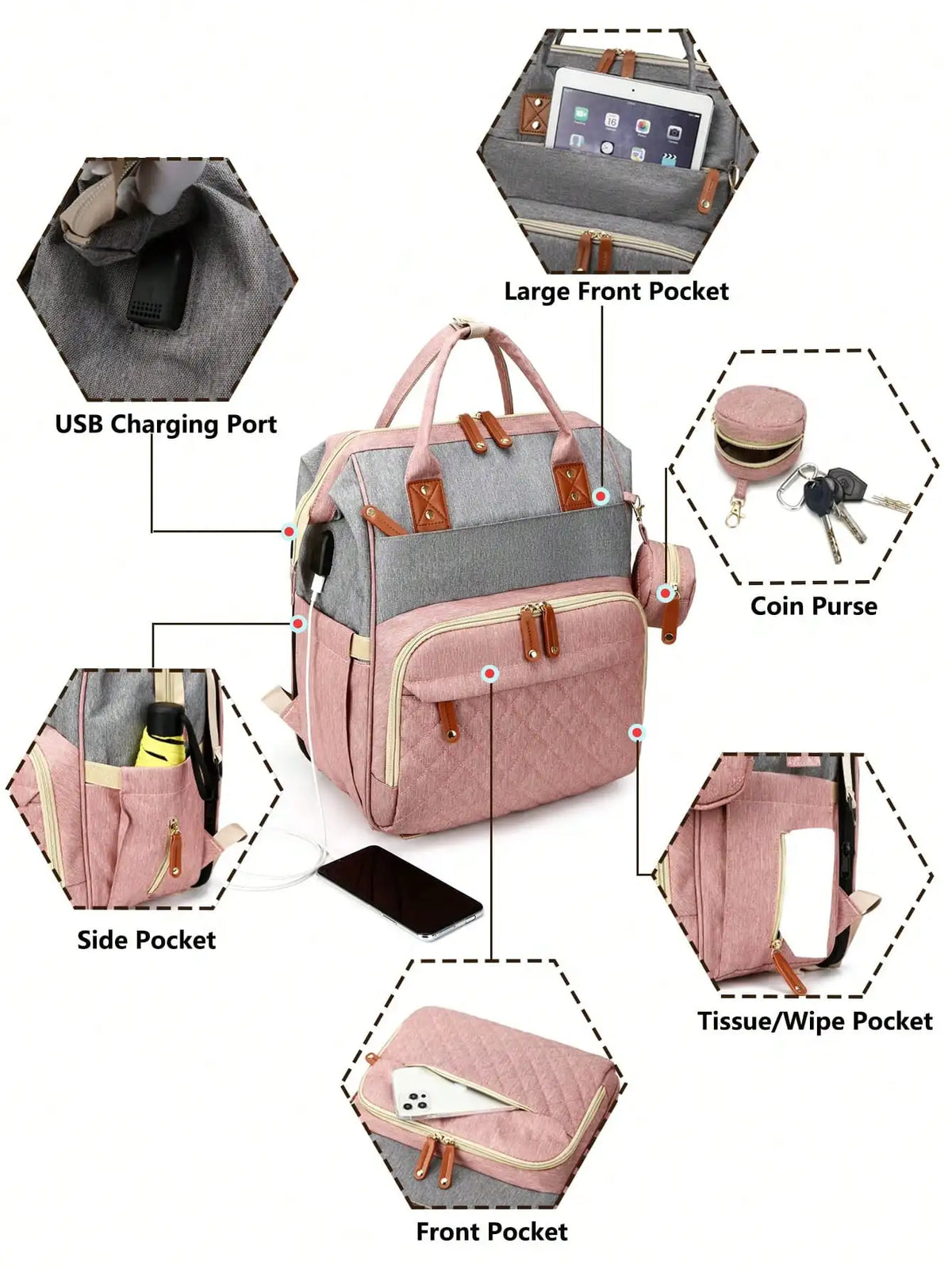 1pc Baby Diaper Bag Backpack - lifestyle in-use
