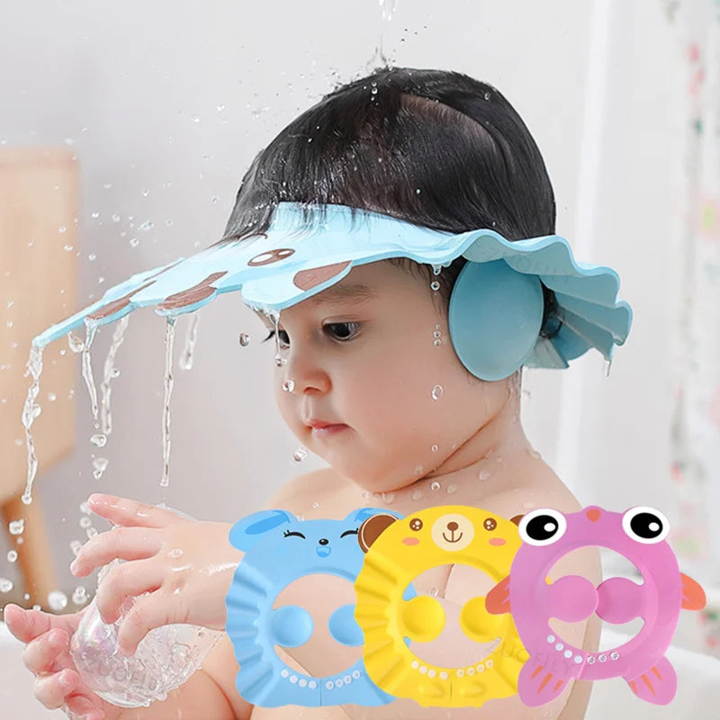 Baby Shower Soft Cap Adjustable Hair Wash Hat Kids Ear - top-down view