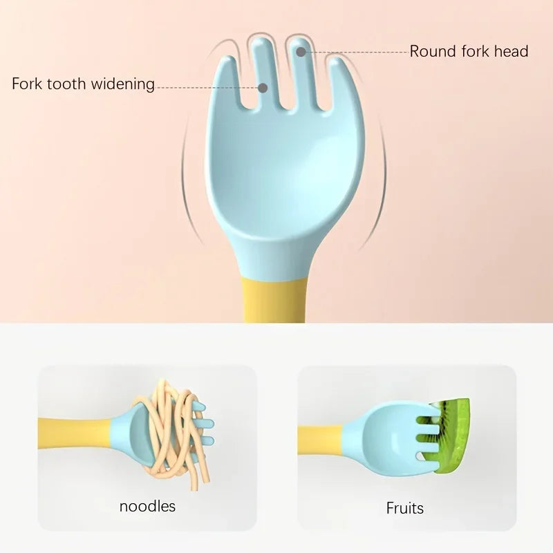 Baby Fork Spoon Set Bendable Toddler Utensils Soft