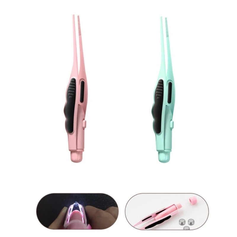 LED Ear Wax Removal Tweezers Anti-Skid Ear Pick Tool - detail view