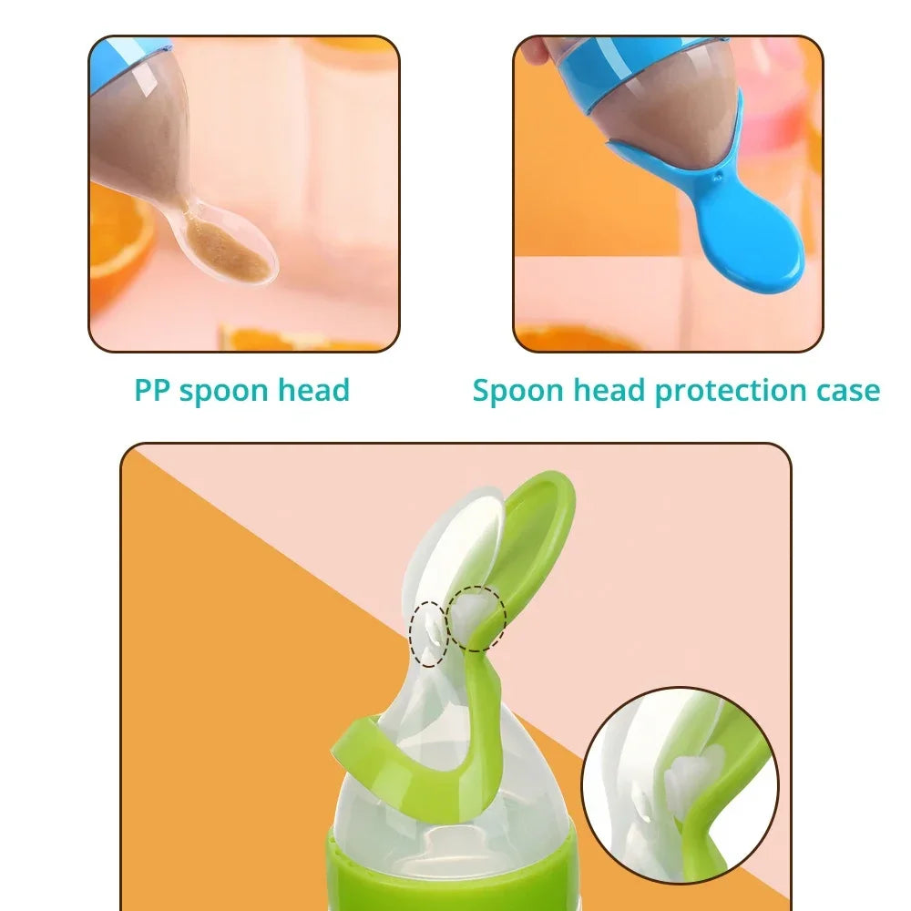 Safe Useful Silicone Baby Bottle Spoon Food Supplement