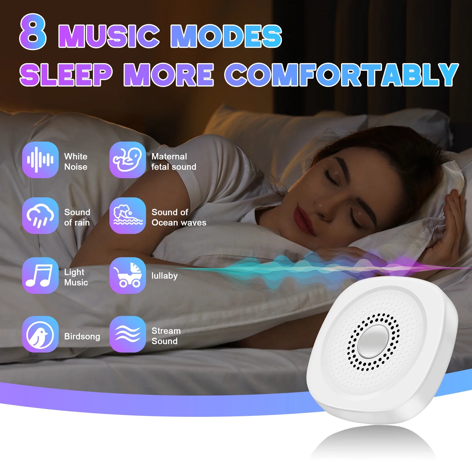 Portable sleep aid white noise device infants children - side angle