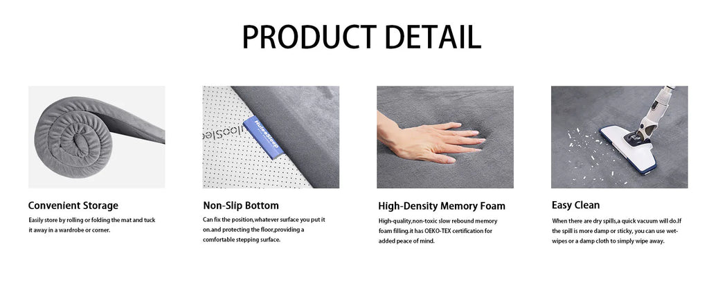 Huloosleep 4 Colors Baby Crawling Play Mats Non-Slip - side angle