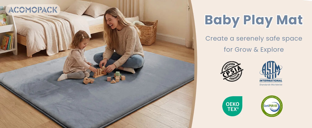 2cm Thick Baby Play Mat Tummy Time Memory Foam Carpet - material close-up