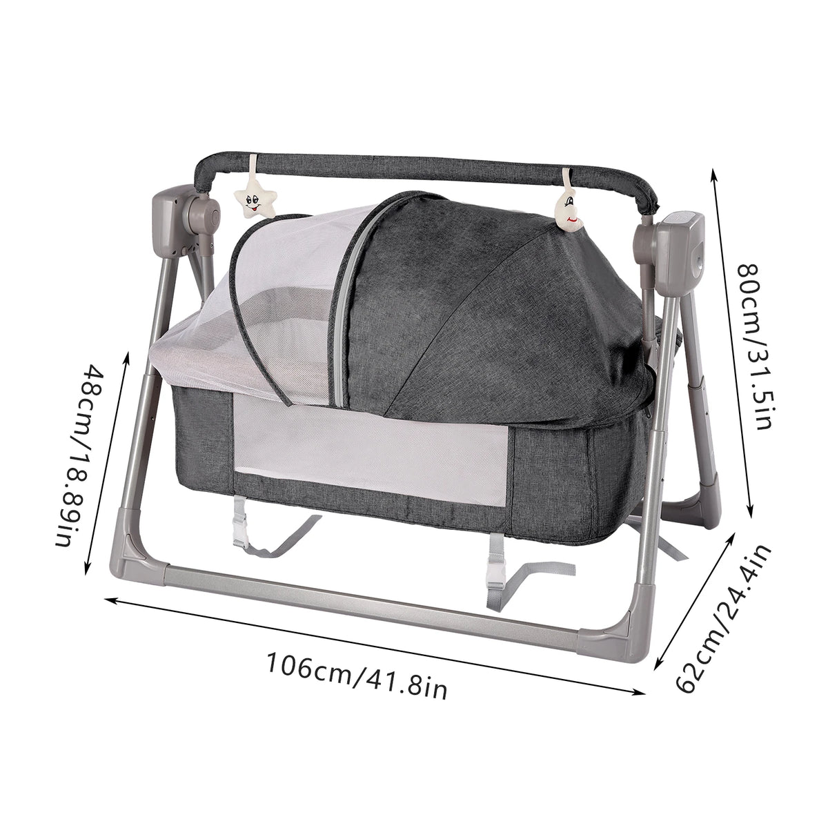 Gray/Khaki Electric Cradle Baby Swing Bed