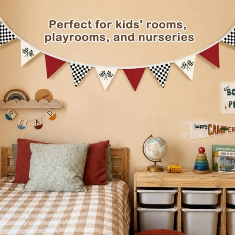 Cars Room Decor Toddler Nursery Playroom Checke Garl - lifestyle in-use