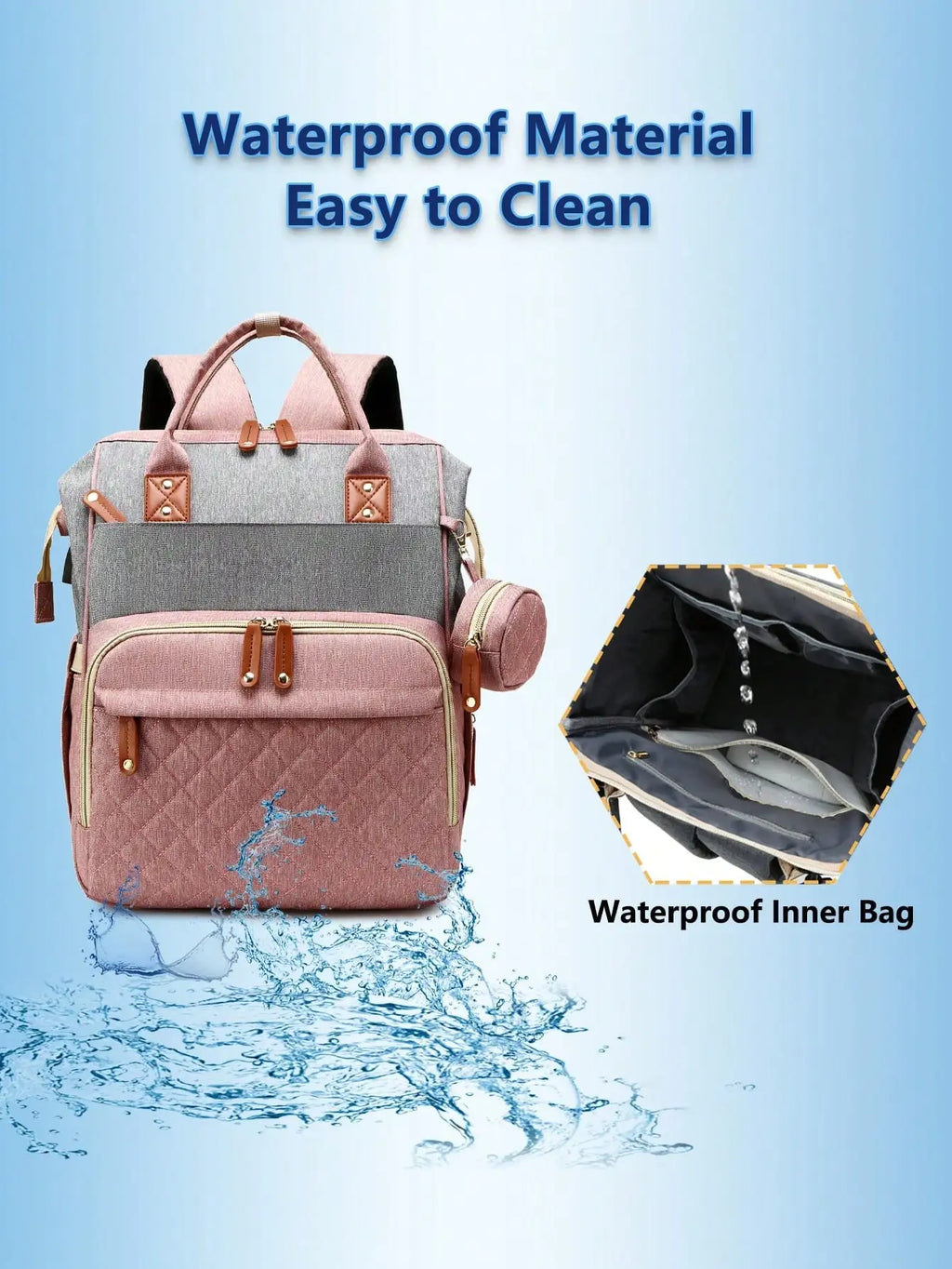 1pc Baby Diaper Bag Backpack - detail view