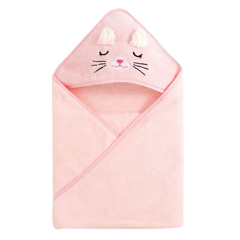 Cartoon Animal Kids Hooded Bath Towel Coral Velvet - set overview