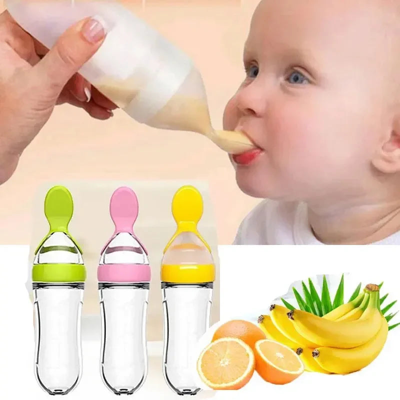 Safe Useful Silicone Baby Bottle Spoon Food Supplement - front view