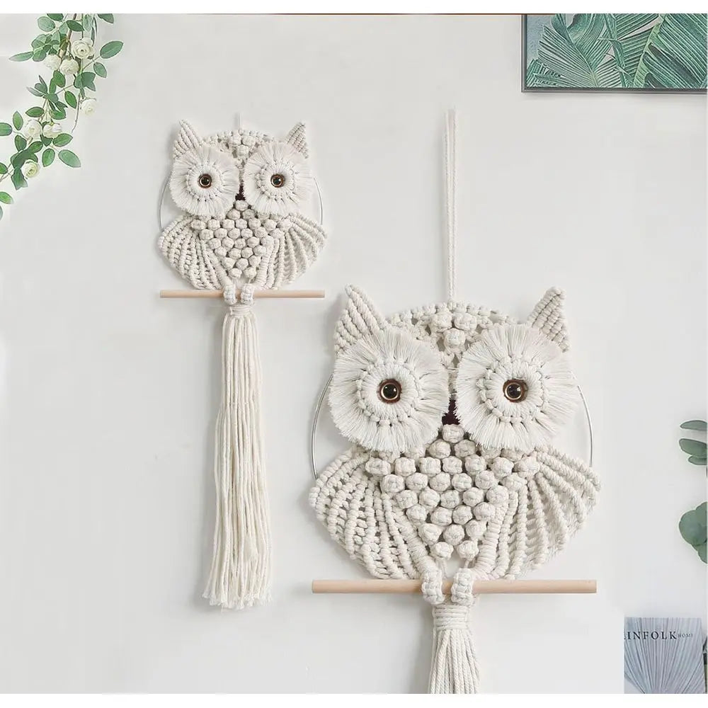 Handwoven Boho Tapestry - Wall Hanging for Owl Decor - size reference