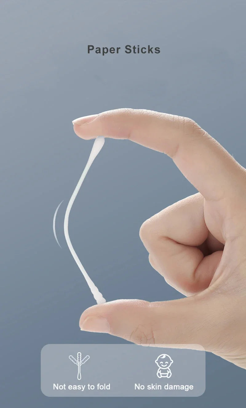 1 Box Sterile Baby Cotton Swabs Double Ended Spiral - side angle