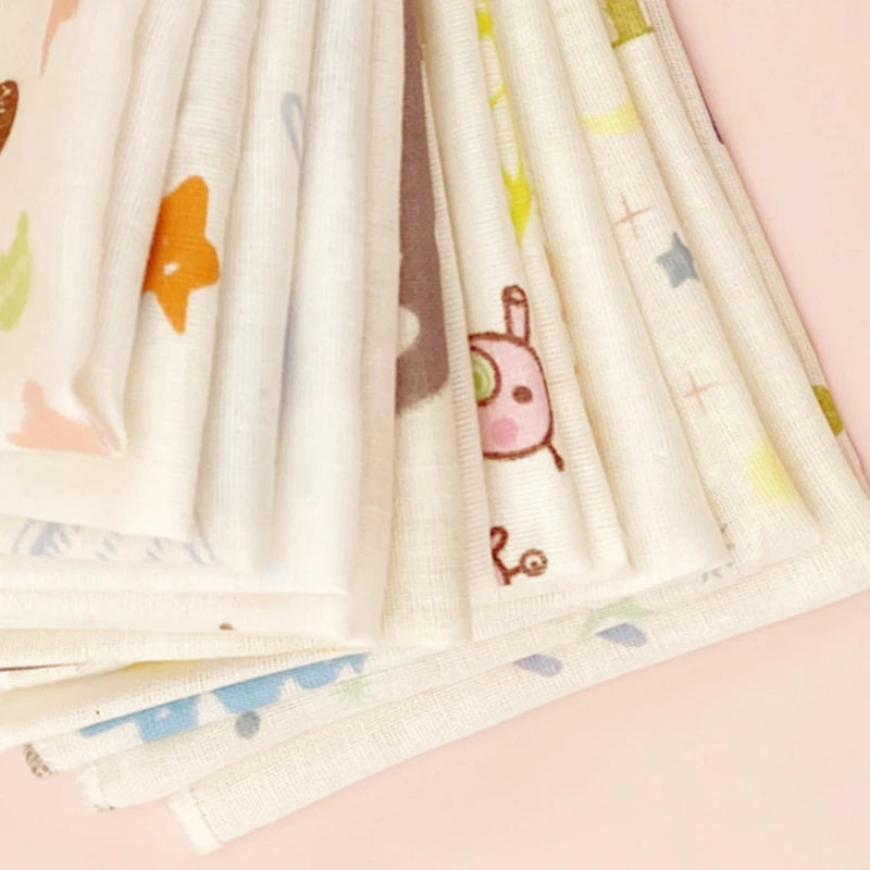 10Pcs Baby Washcloths Cartoon Cute Print Double Layer - packaging view