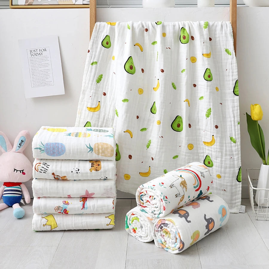 4-Layer Gauze Infant Washcloth Baby Bath Towel Newborn - top-down view