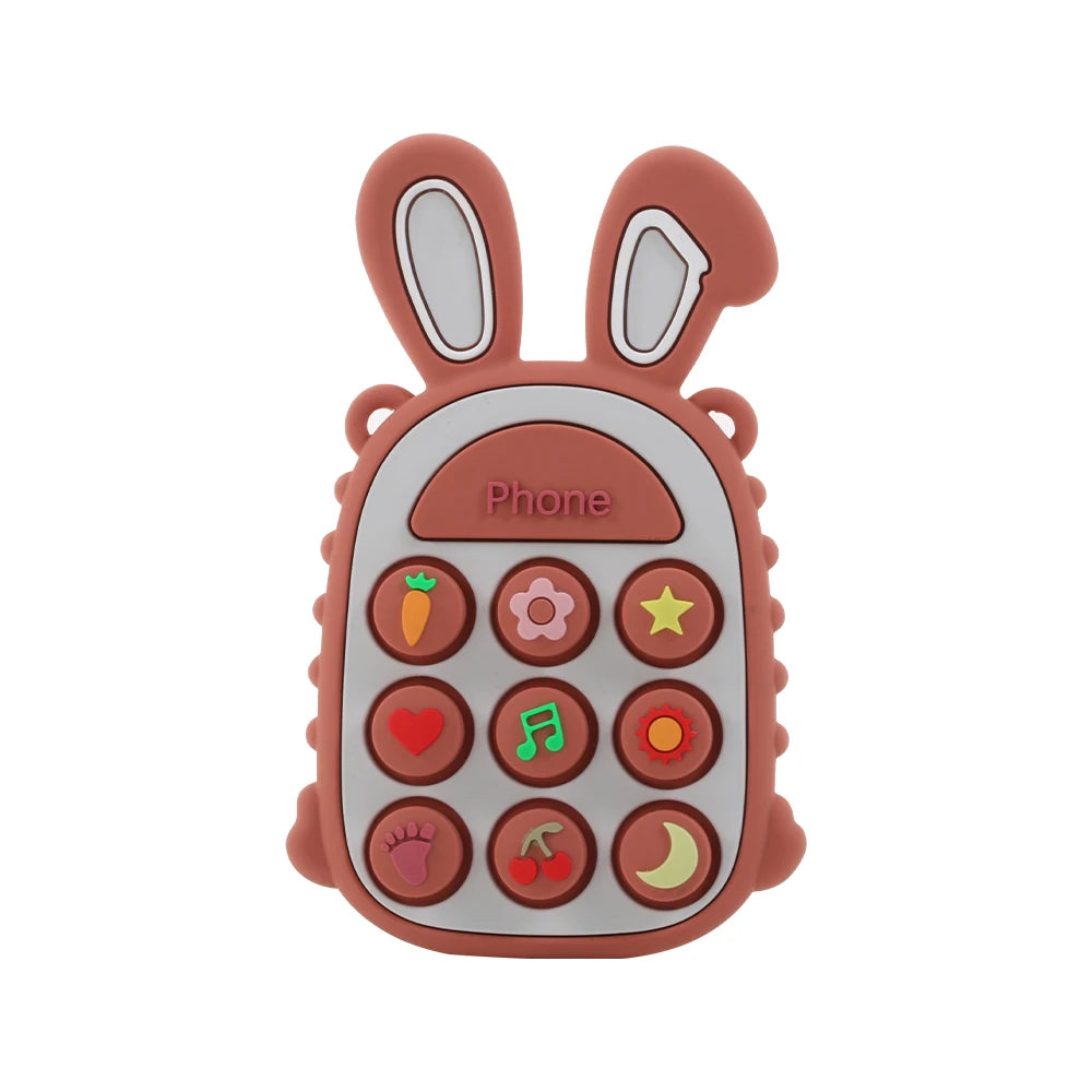3Pcs Food Grade Silicone Baby Teether Rabbit Phone - material close-up