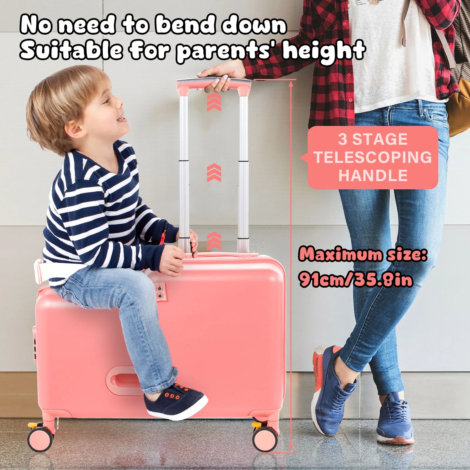 Kids Ride Suitcase Childrens Travel Suitcase 20 Inch