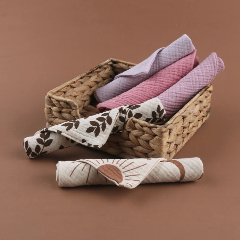 5PCS Soft Absorbent Gauze Cotton Baby Towels Wipe Face