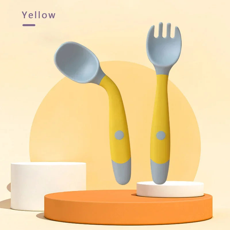 Baby Fork Spoon Set Bendable Toddler Utensils Soft