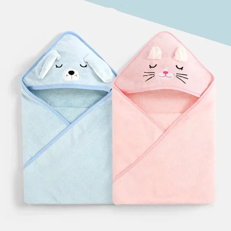 80 80cm Cartoon Baby Bath Towel Body Hooded Polyester
