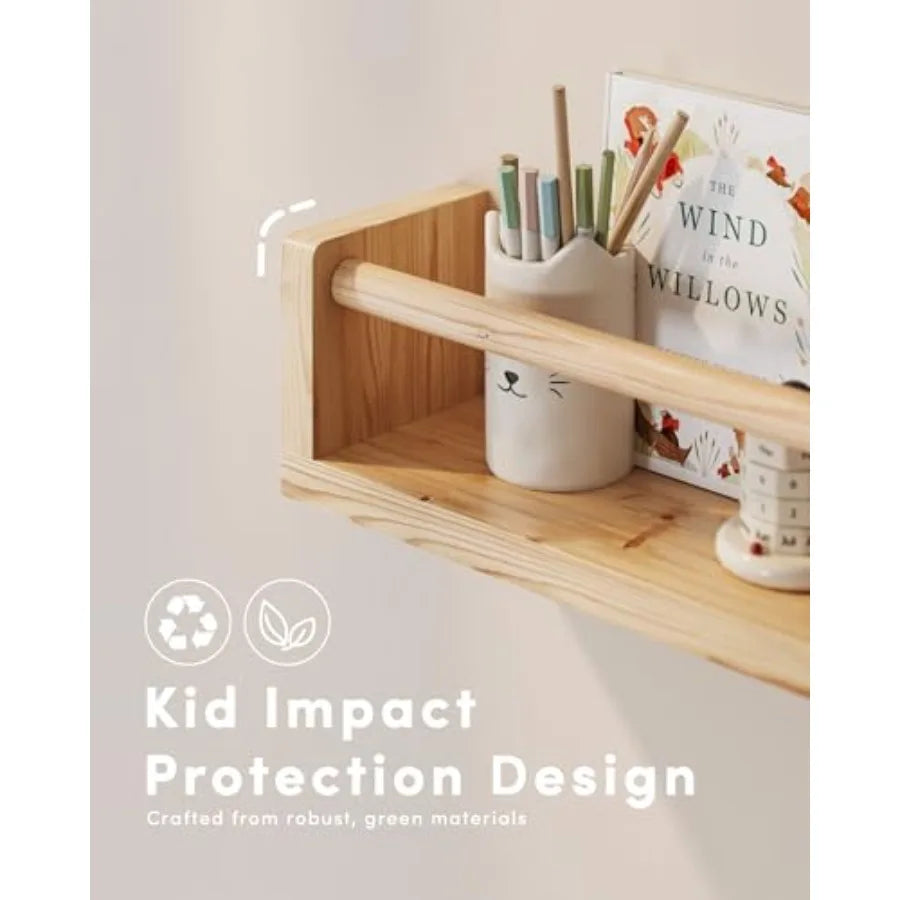 Nursery Book Shelves Set 3 Wall Bookshelf Book Shelf - size reference