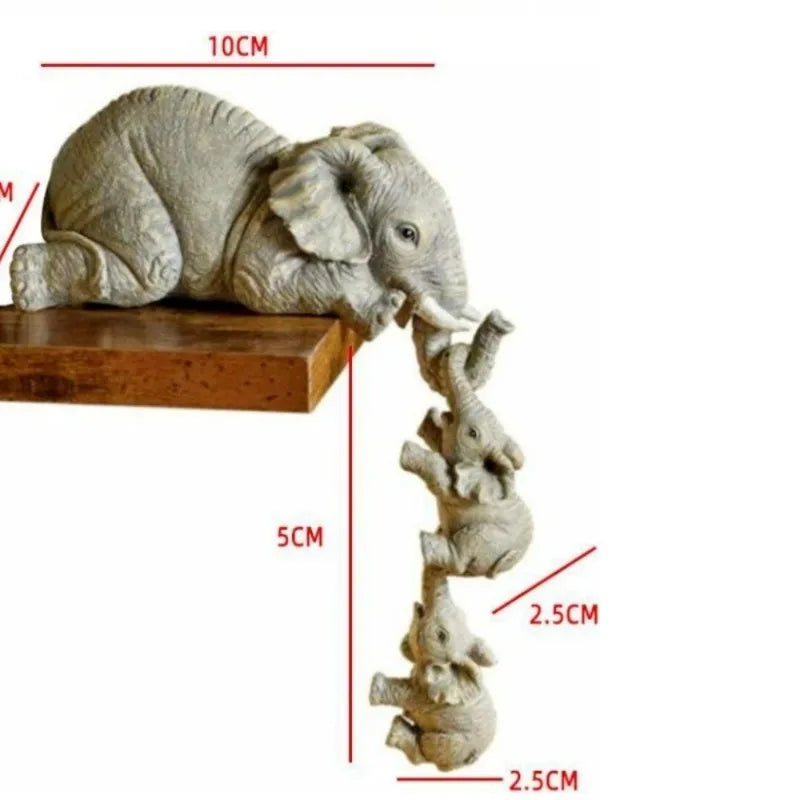 3 Pcs set Cute Elephant Hug Baby Doll Resin Handicraft - set overview