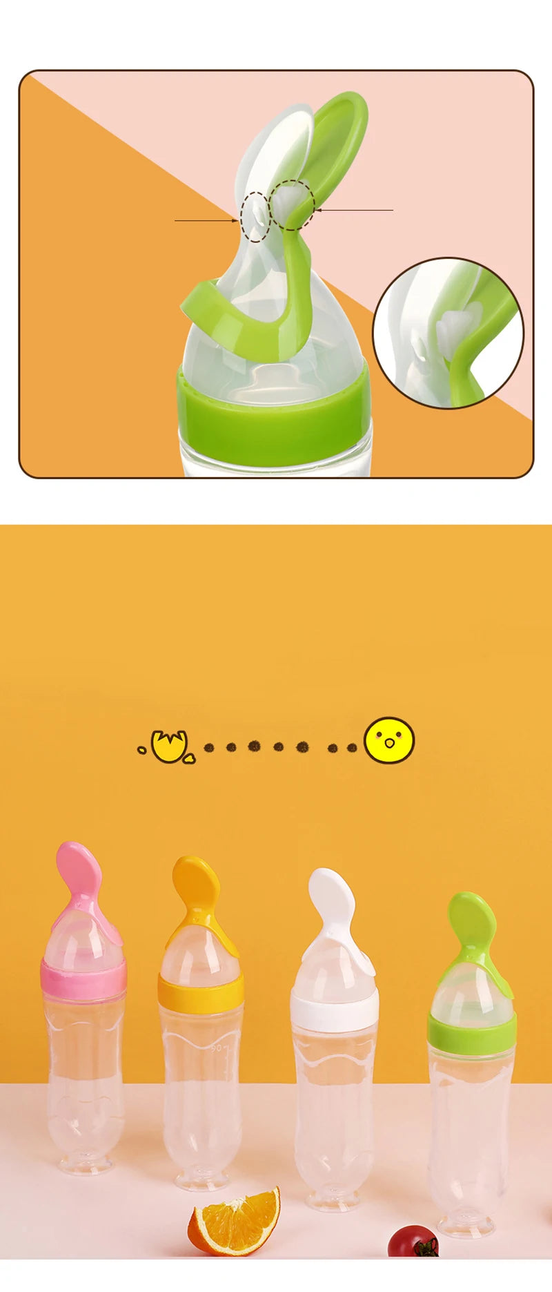 Safe Useful Silicone Baby Bottle Spoon Food Supplement