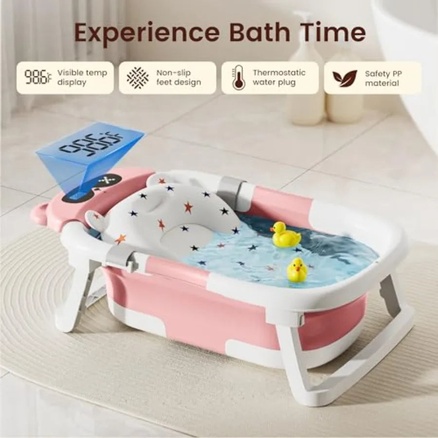 Baby BathtubFoldable Baby Bath Tub Newborn Toddler 0-18 - size reference