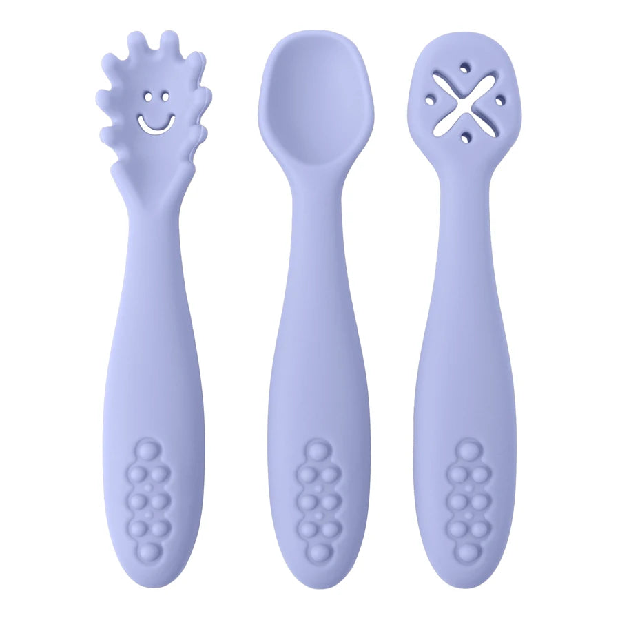 3PCS Cute Baby Learning Spoons Utensils Set Newborn