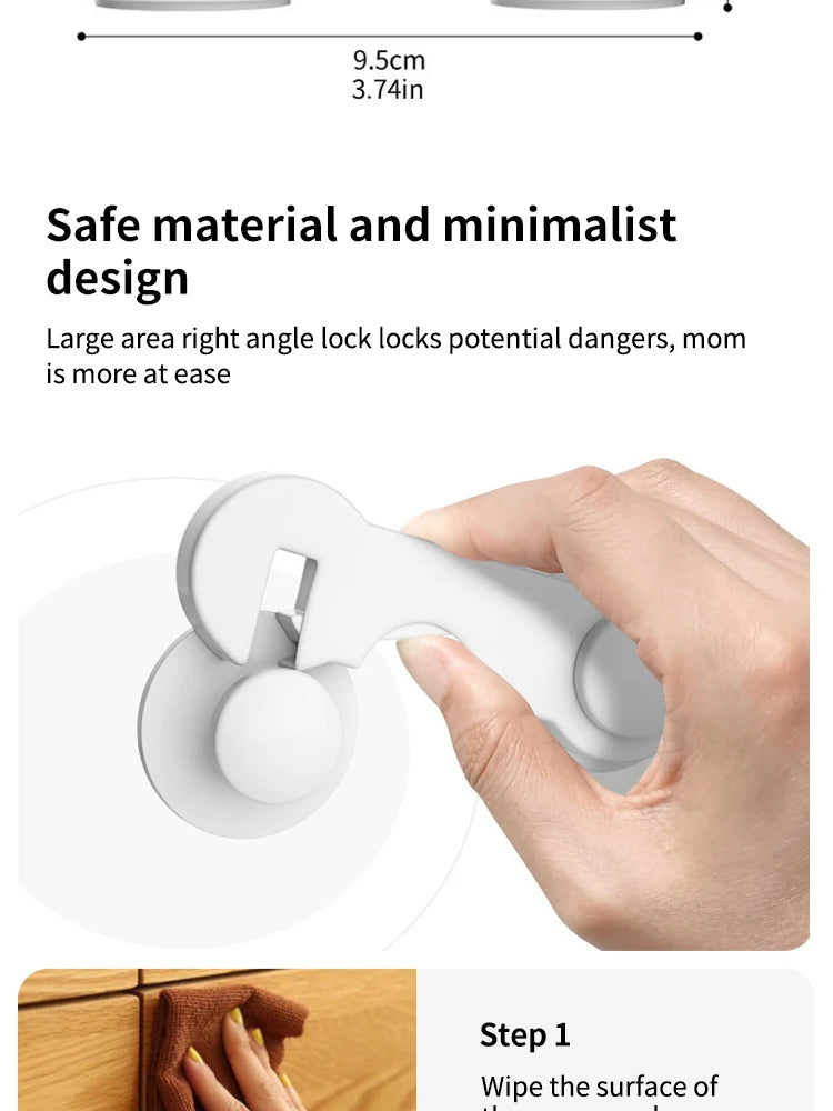 10PCS Baby Safety Locks Cabinet Locks Room Locks Drawer - side angle