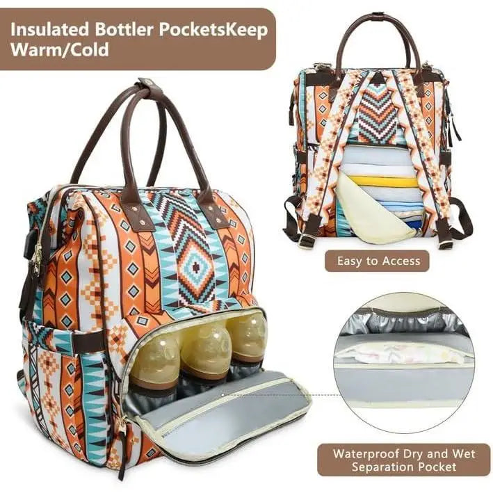 Wrangler style unisex diaper backpack spacious baby bag - material close-up