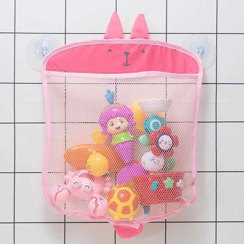 Mesh Baby Bath Toy Storage Bags Sucker Design Baby Bath
