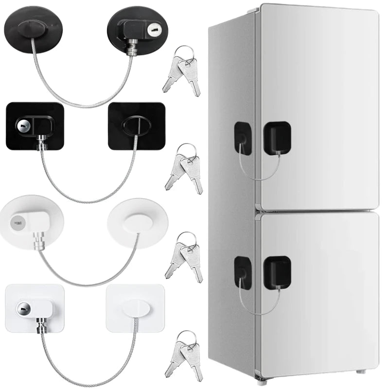 2 4 6Pcs Fridge Cabinet Locks Kids Keys Self Adhesive - front view