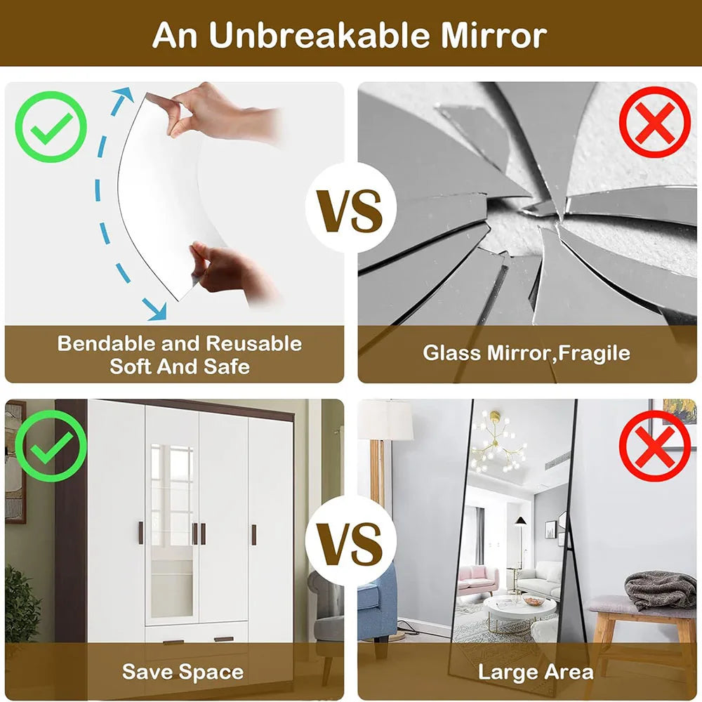 Full Length Door Mirror Tiles - size reference
