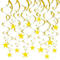 Gold Star Hanging Swirl Decorations - front view