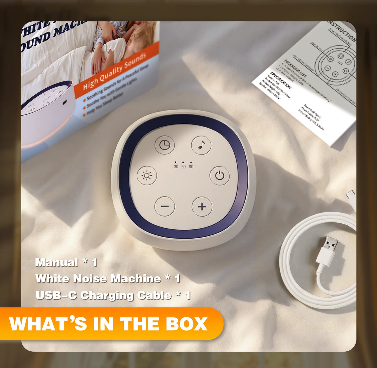 Portable White Noise Machine Baby Kids 24 Soothing