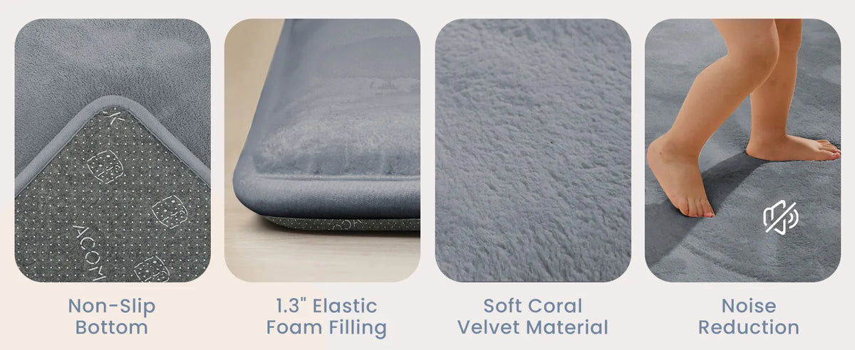 2cm Thick Baby Play Mat Tummy Time Memory Foam Carpet - side angle
