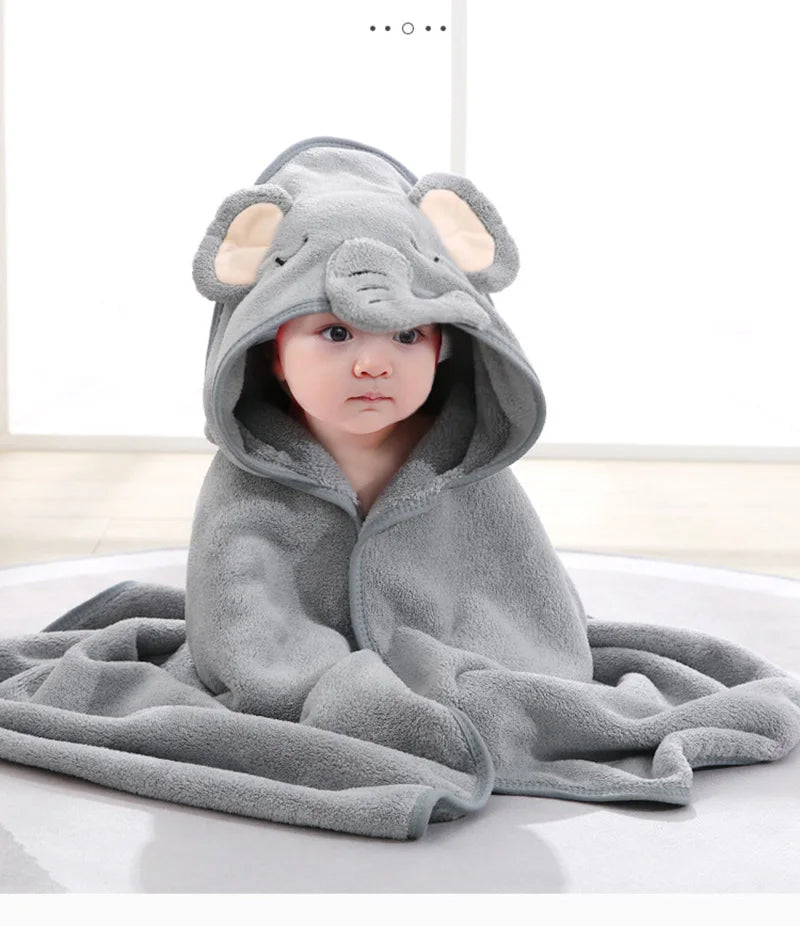 Cartoon Animal Baby Bath Towels Soft Newborn Hooded - set overview