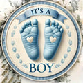 It's Boy Metal Sign 7 87x7 87in Newborn Baby Footprint - set overview