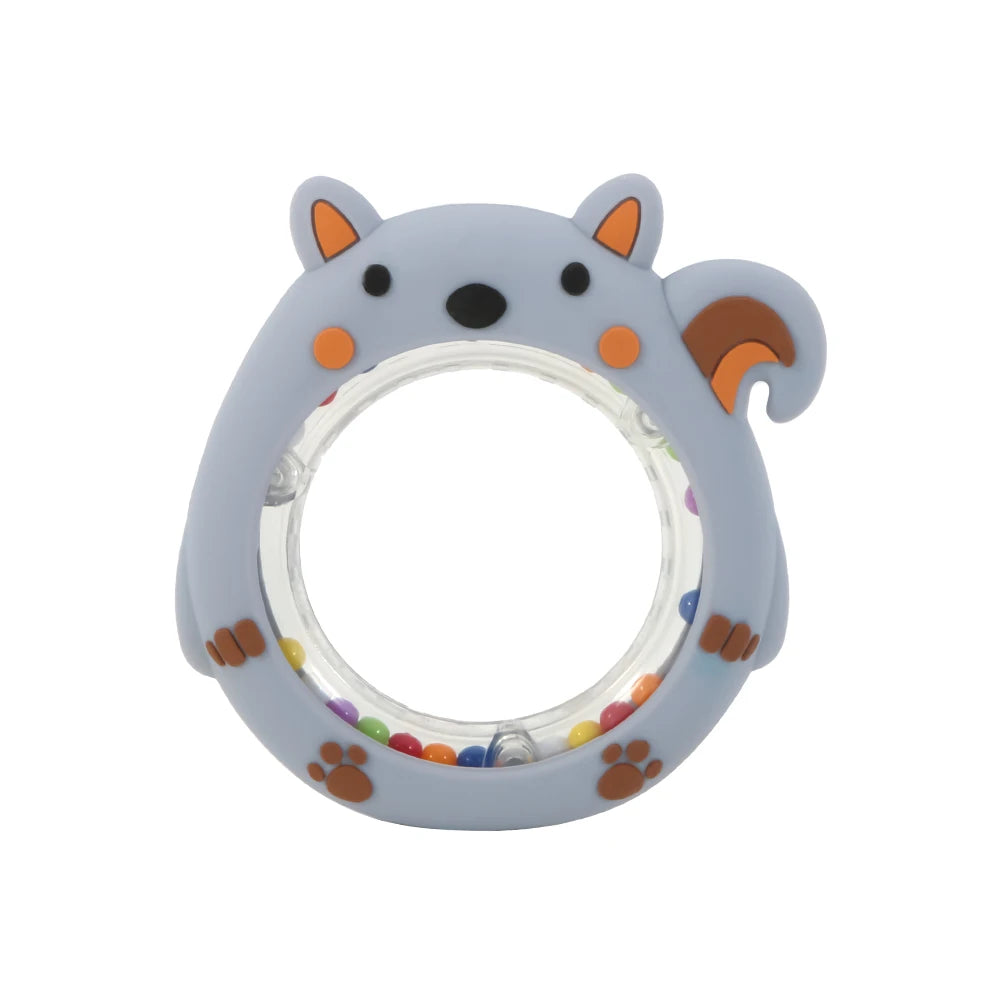 4PCS Cartoon Squirrel Teething Ring Rattle Food Grade - detail view