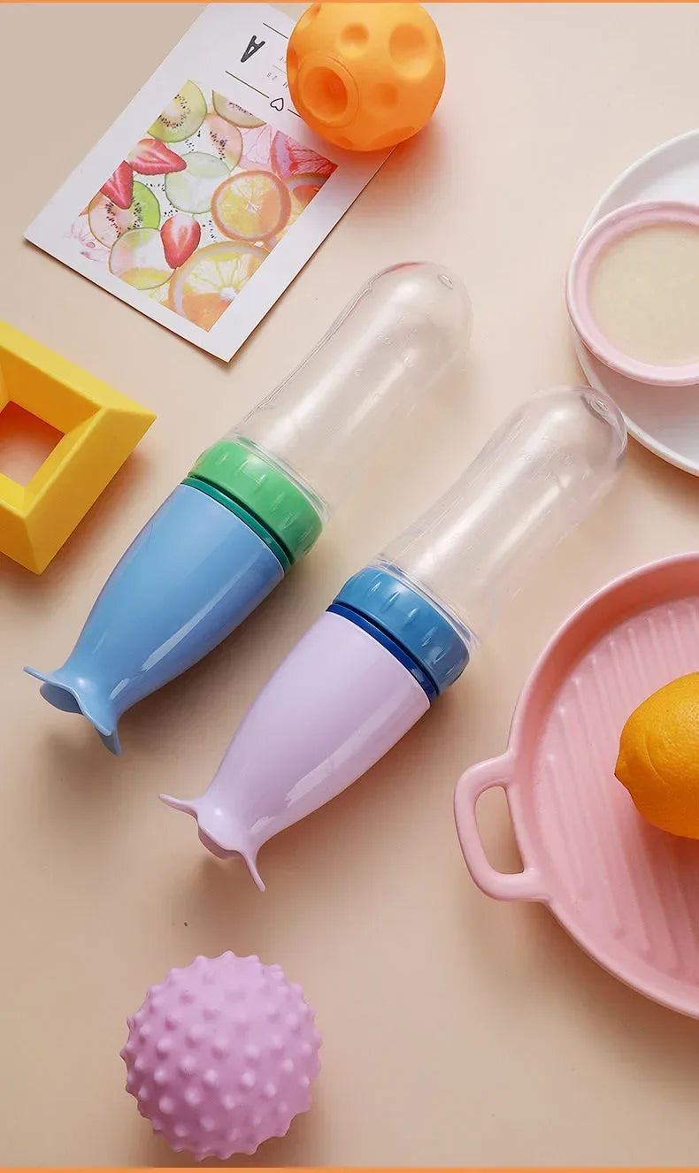 Safe Useful Silicone Baby Bottle Spoon Food Supplement