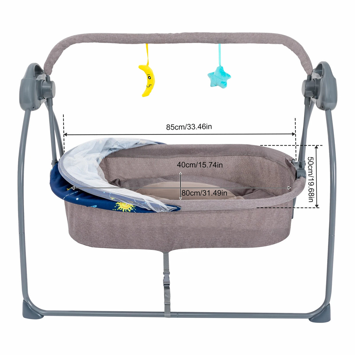 Baby Cradle Swing 5 Speeds Electric Stand Crib Auto - size reference