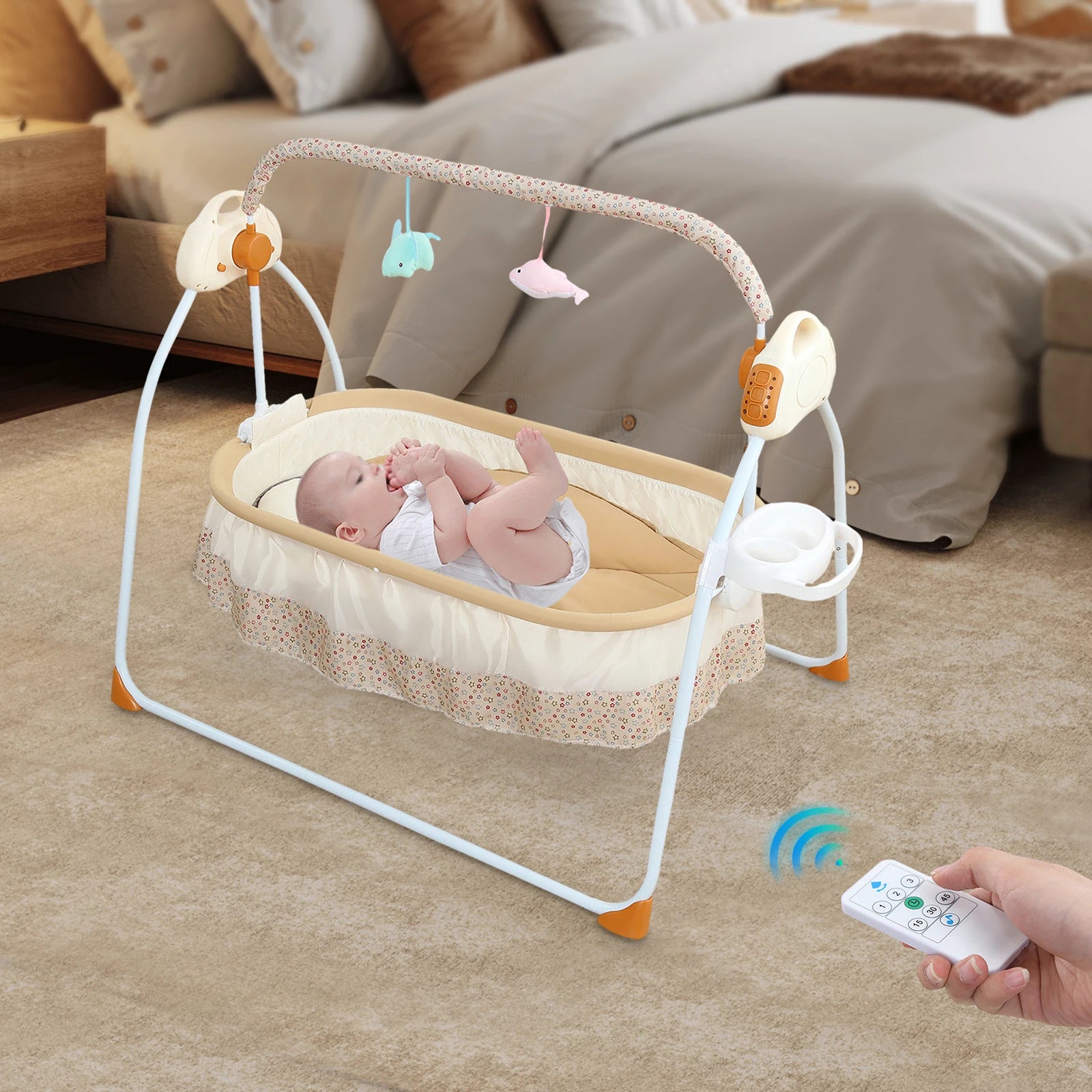 Electric Cradle Foldable Electric Baby Cradle w/ Music Dual Control - packaging view