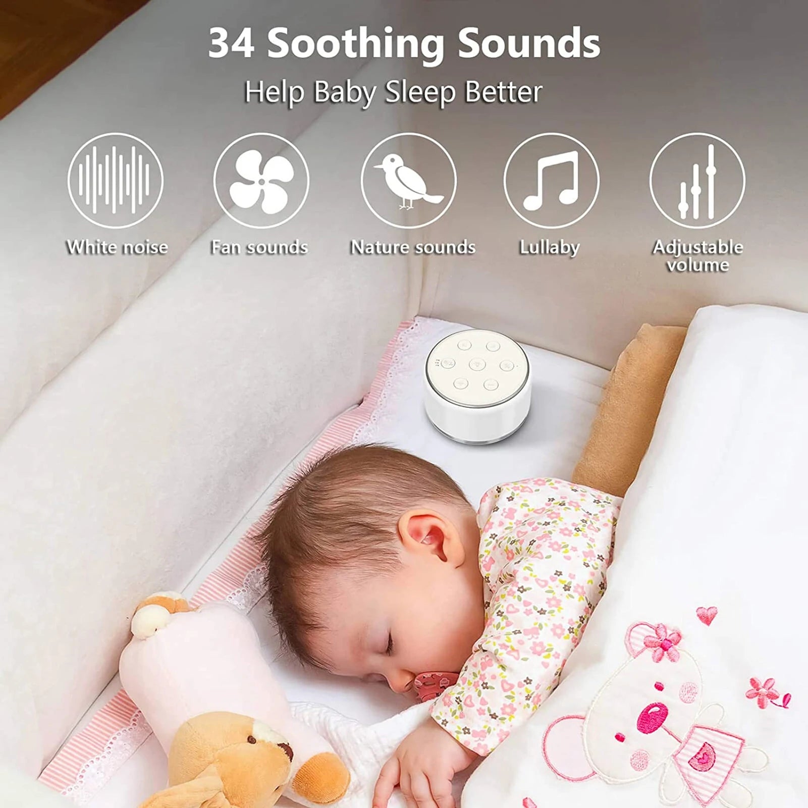 Desktop White Noise Machine Sleep Sound Machine Baby - side angle