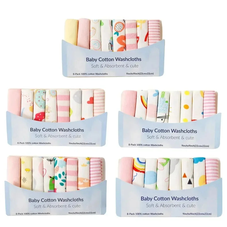 5 8 Pcs Cotton Newborn Baby Towels Set Saliva Towel - side angle
