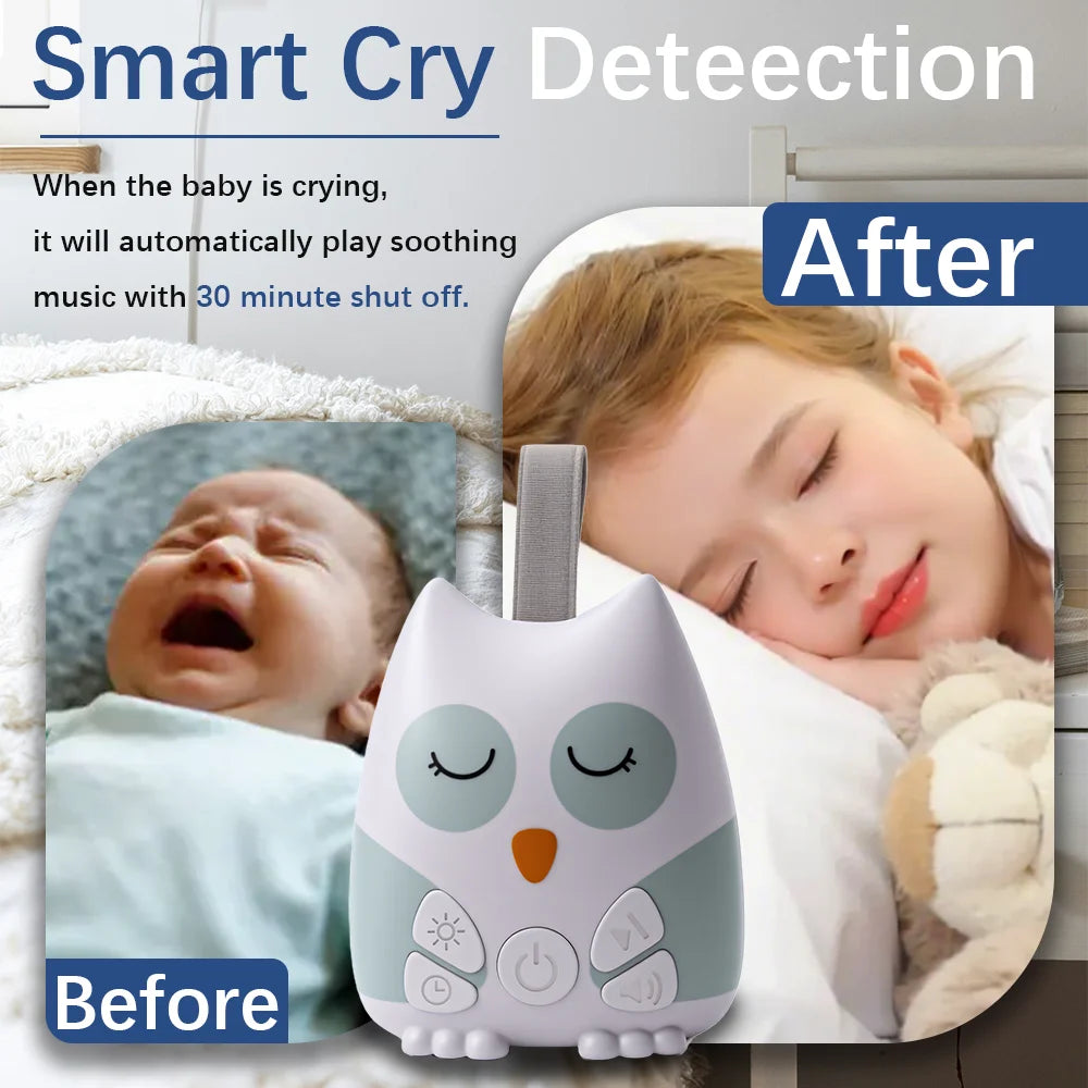 Portable Owl White Noise Machine Baby 30 Soothing - side angle